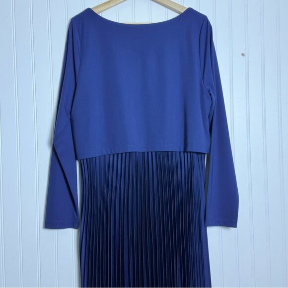 Soft surroundings Cassandra Dress Elegant Navy Pleated Midi Dress Large Casual - Picture 10 of 13